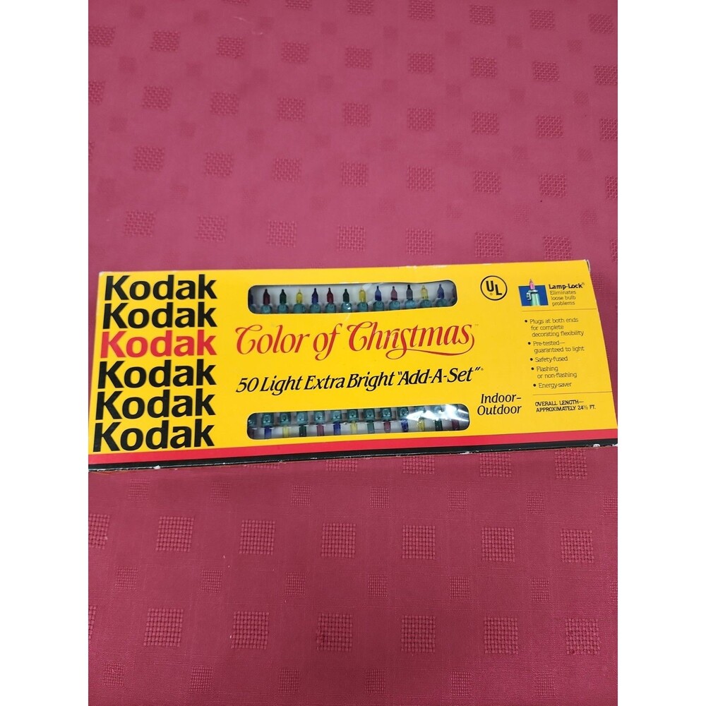 Vintage Kodak Colors Of Christmas 50 Light Extra Bright Add-A-Set  New Tested